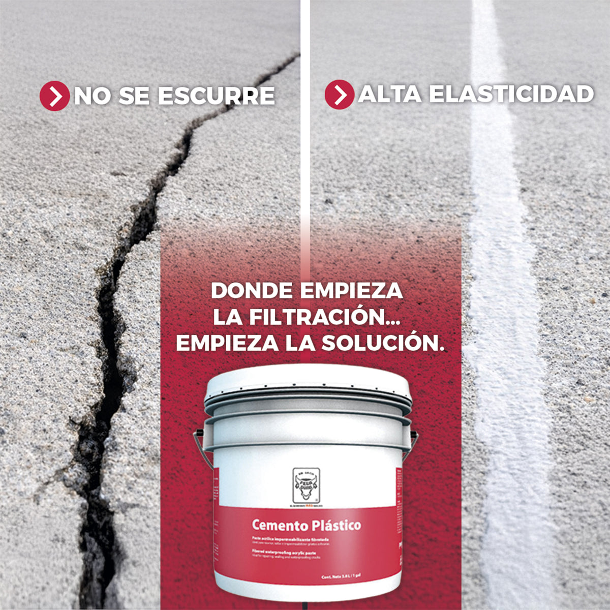 Cemento Plástico Pegaduro 4l Resanador De Grietas