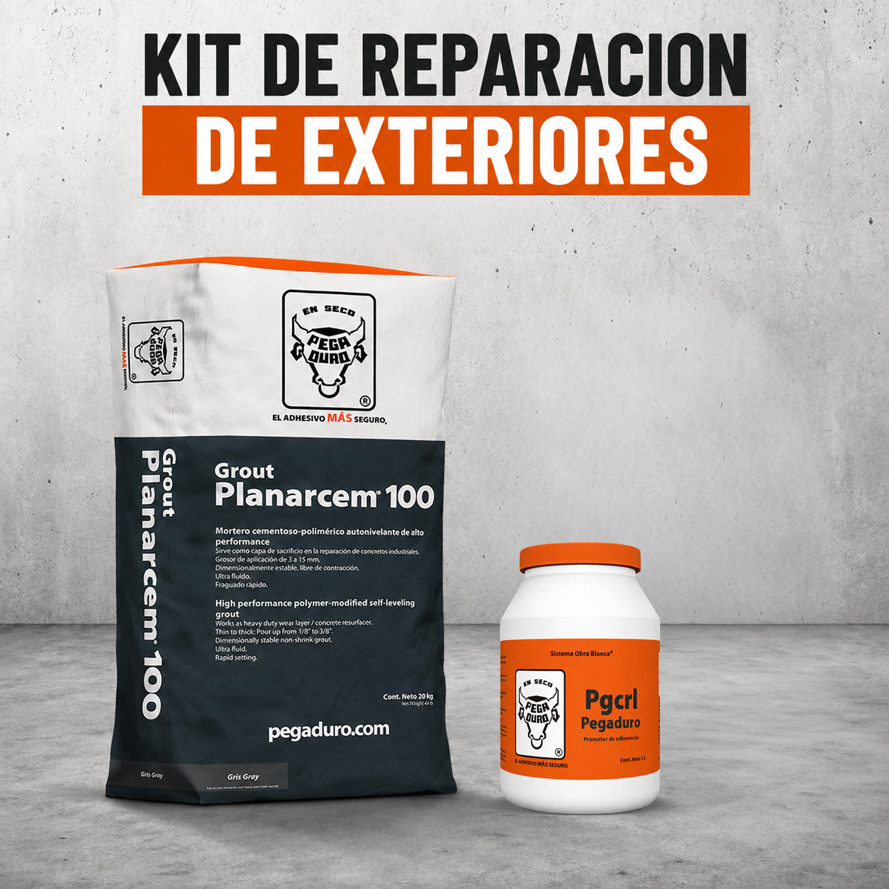 Kit Reparación De Concreto Exterior Planarcem 100 20kg+pgcr