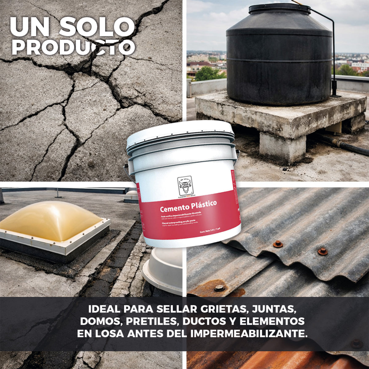 Cemento Plástico Pegaduro 4l Resanador De Grietas
