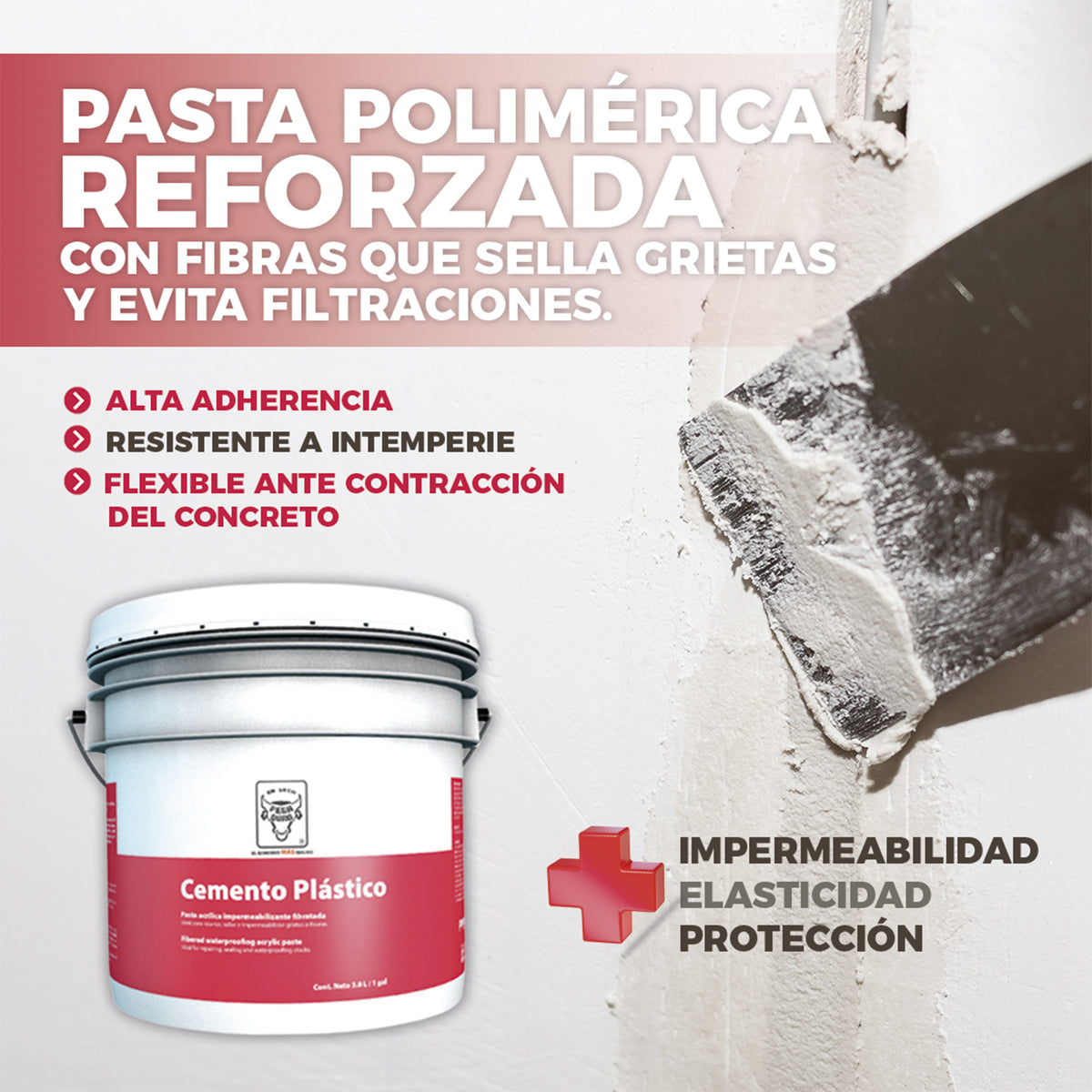 Cemento Plástico Pegaduro 4l Resanador De Grietas