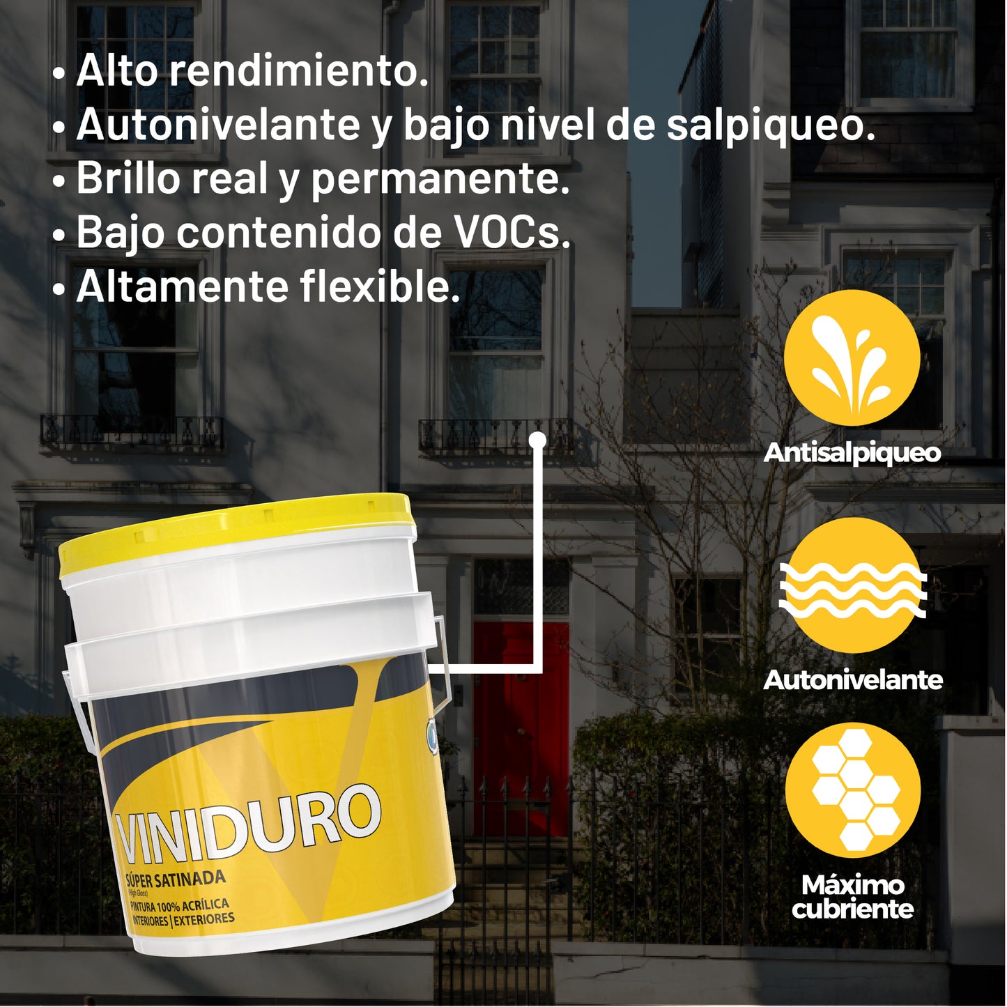 Pintura 100% Acrílica Satinada Viniduro Dumex 19 Litros