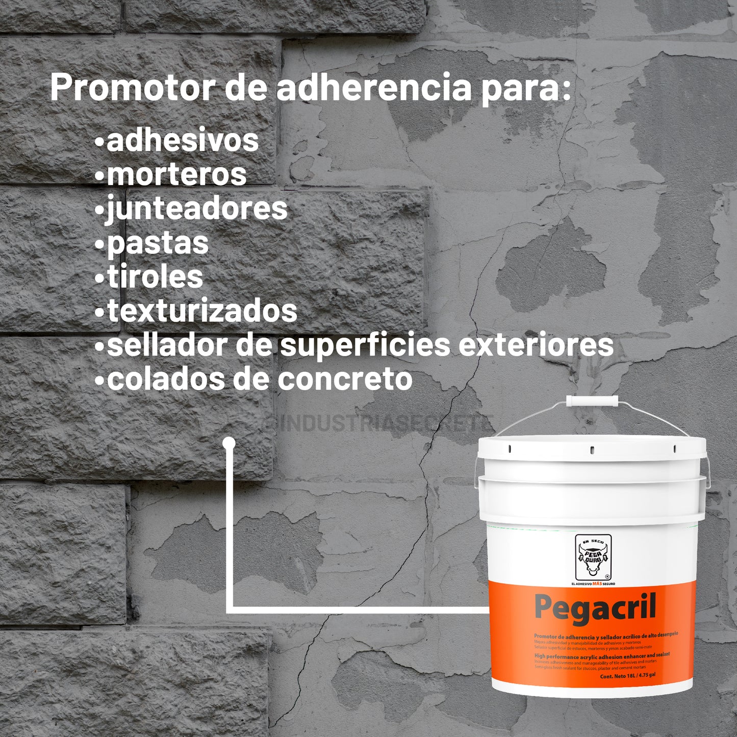 Promotor De Adherencia 100% Acrílico Pegacril Pegaduro 18l