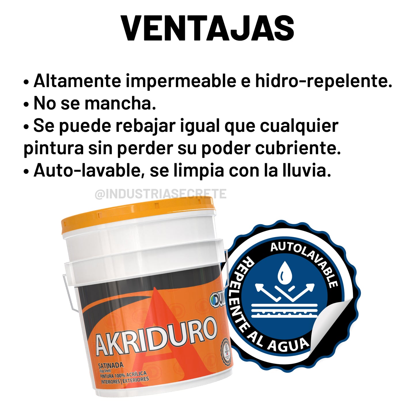 Pintura 100% Acrílica Satinada Akriduro Dumex 19 Litros