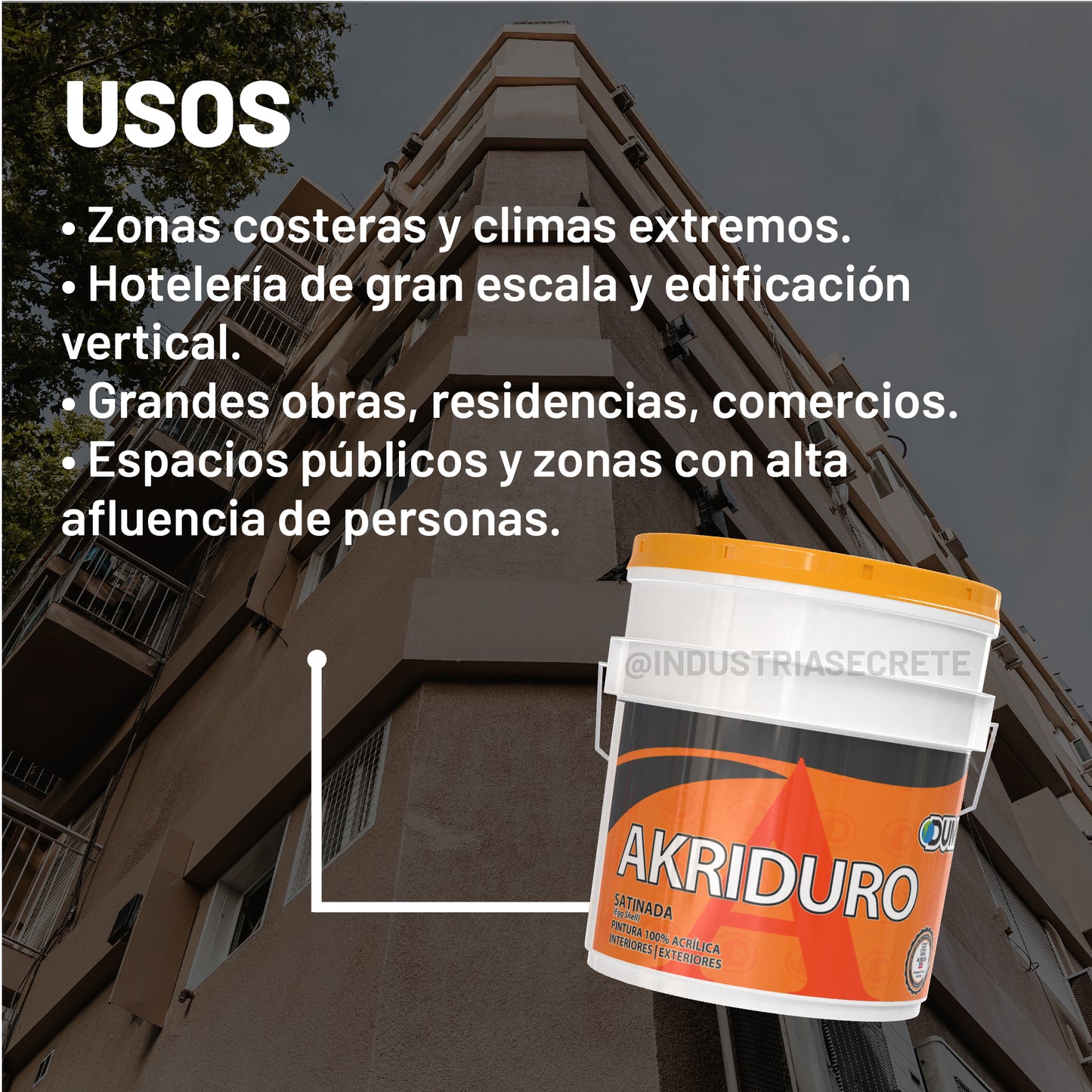 Pintura 100% Acrílica Satinada Akriduro Dumex 19 Litros