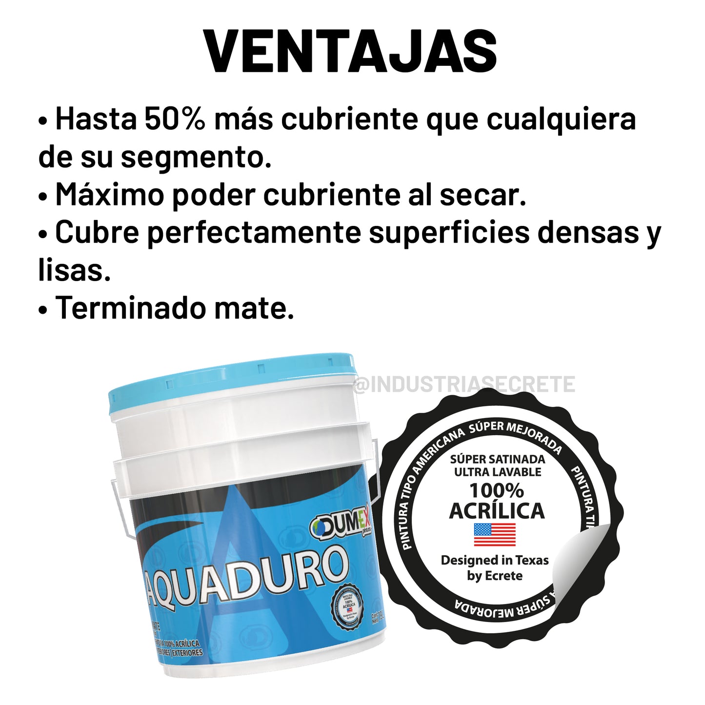 Pintura Mate 100% Acrílica Aquaduro Dumex (19 Litros)