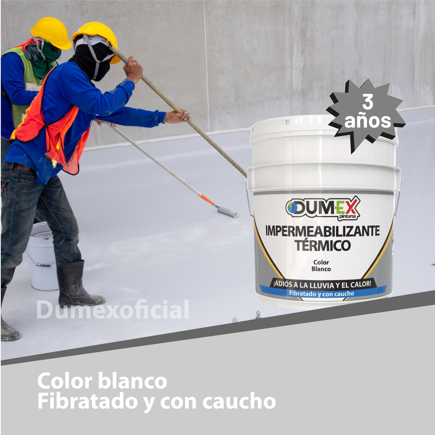 Impermeabilizante Dumex 3 Años Blanco Reduce Calor 19l