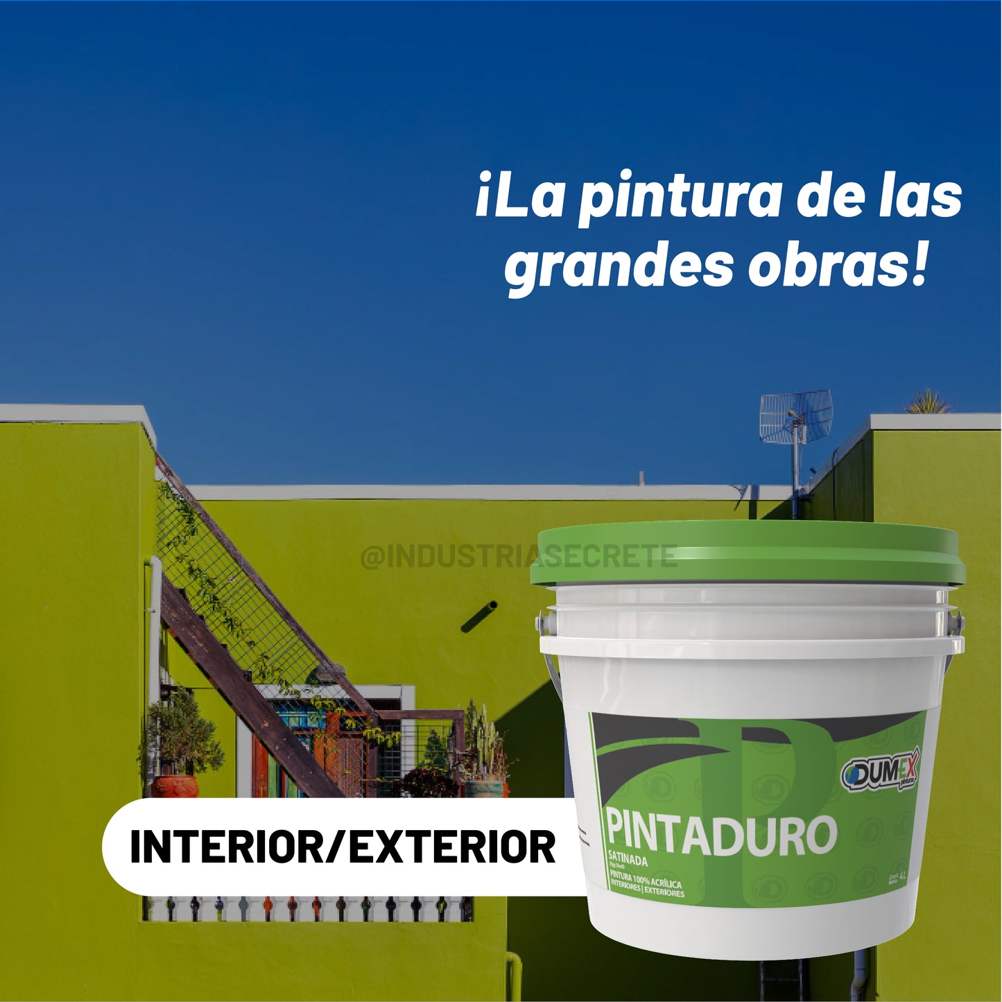 Pintura 100% Acrílica Satinada Pintaduro Dumex 4 Litros