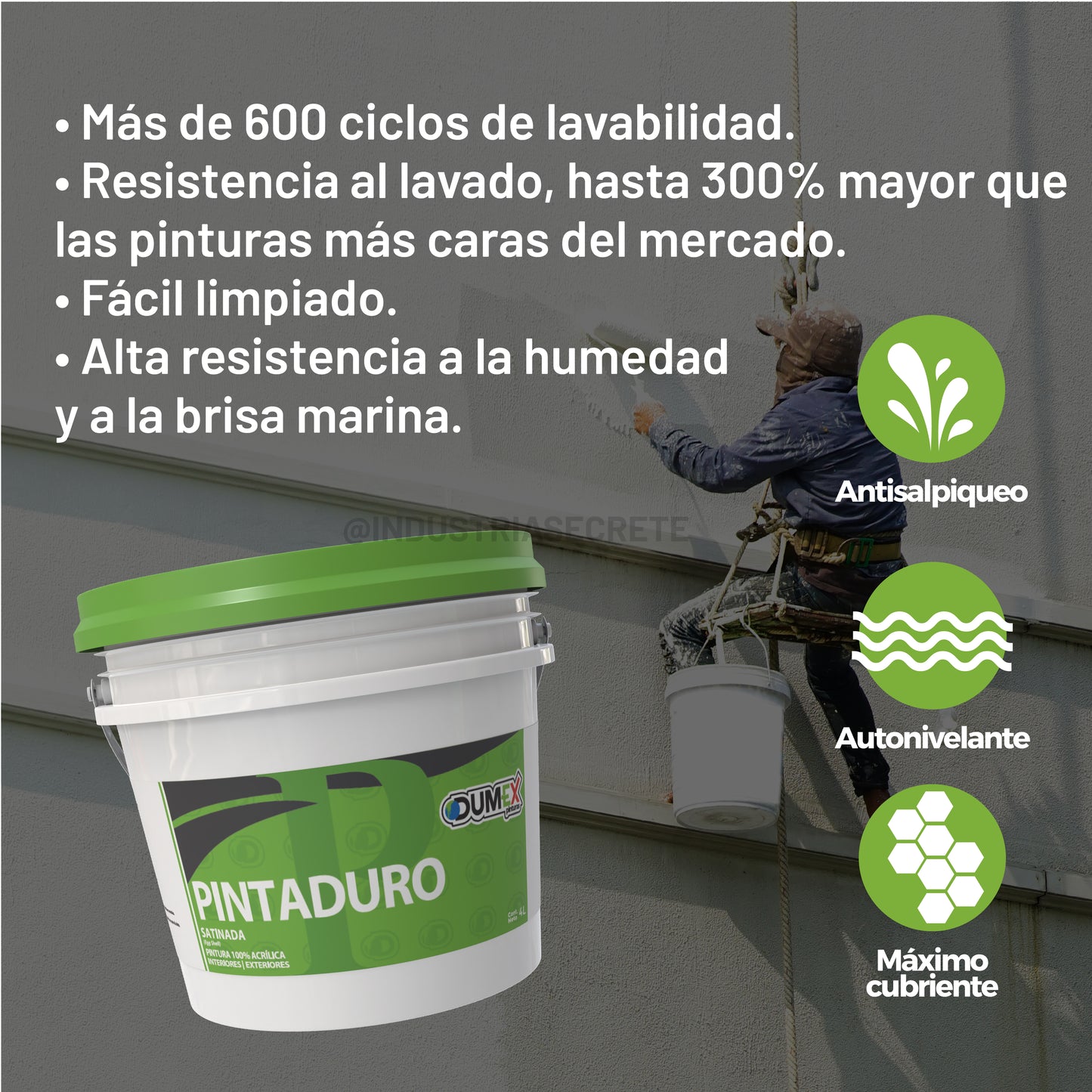 Pintura 100% Acrílica Satinada Pintaduro Dumex 4 Litros