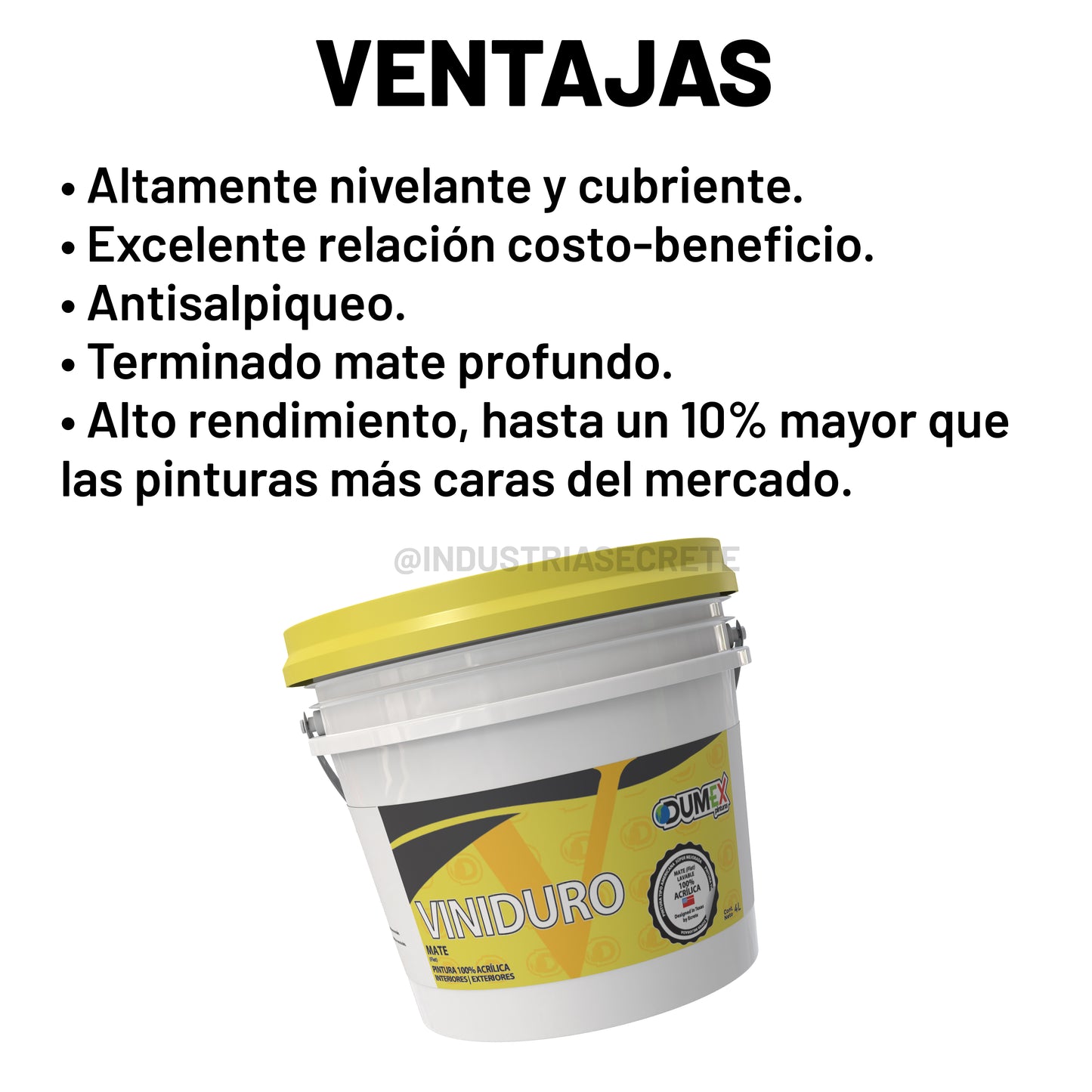 Pintura 100% Acrílica Mate Viniduro Dumex 4 Litros