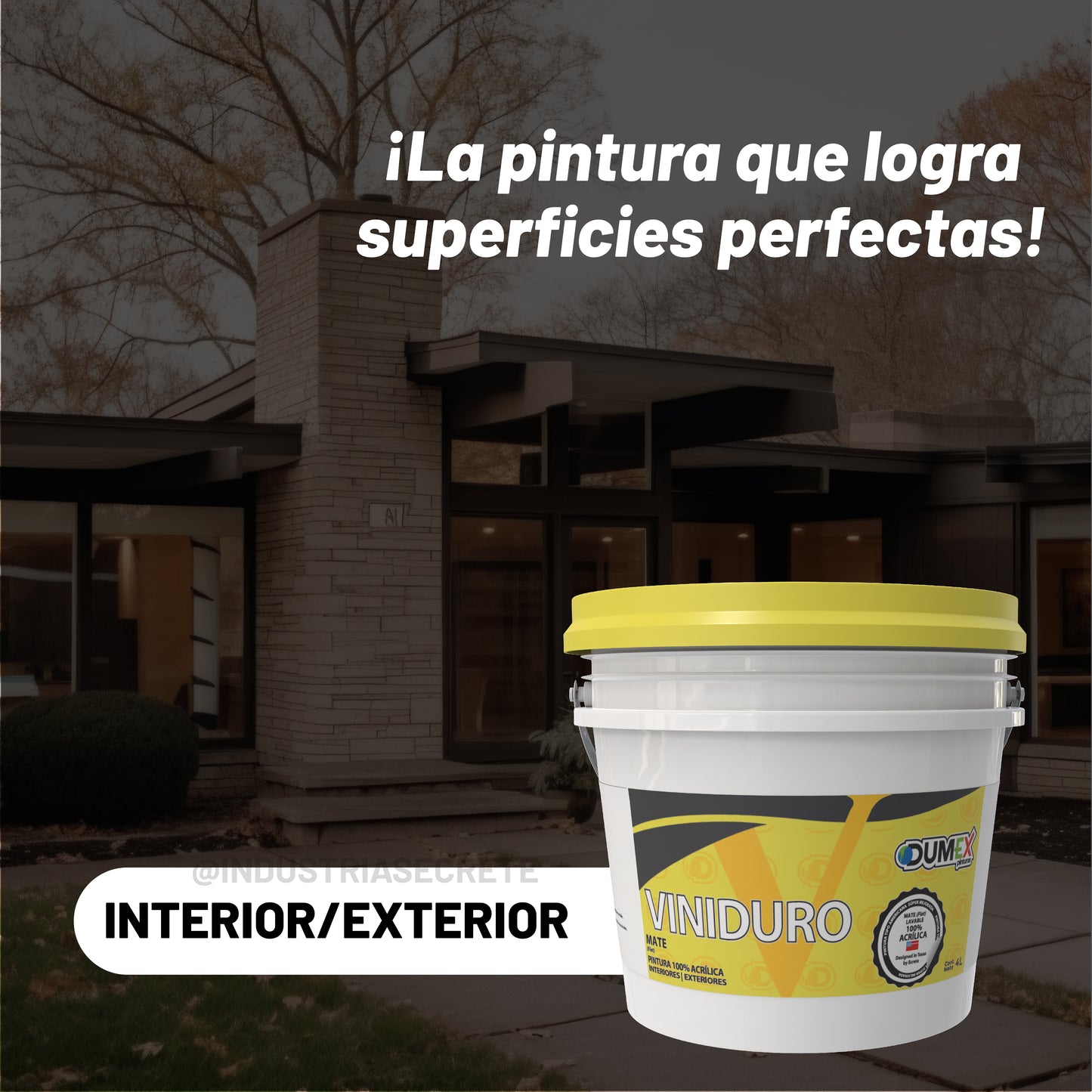 Pintura 100% Acrílica Mate Viniduro Dumex 4 Litros