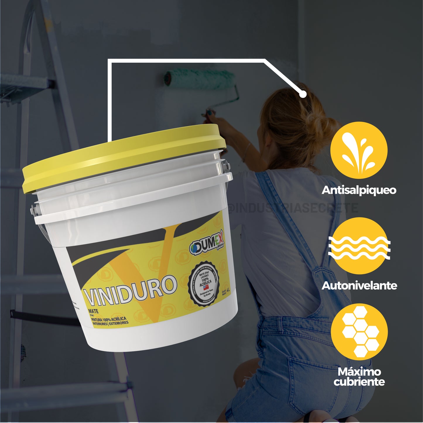 Pintura 100% Acrílica Mate Viniduro Dumex 4 Litros