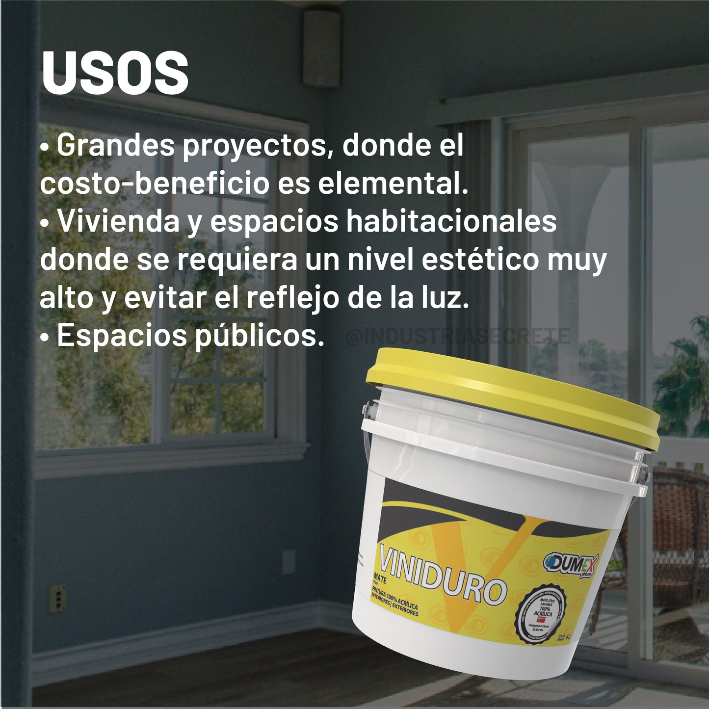 Pintura 100% Acrílica Mate Viniduro Dumex 4 Litros