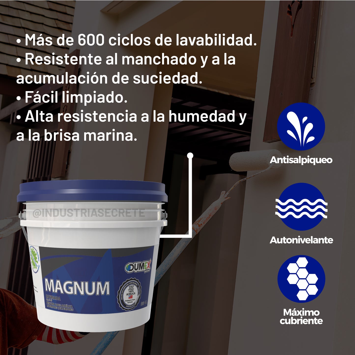 Pintura 100% Acrílica Satinada Magnum Dumex 4 Litros