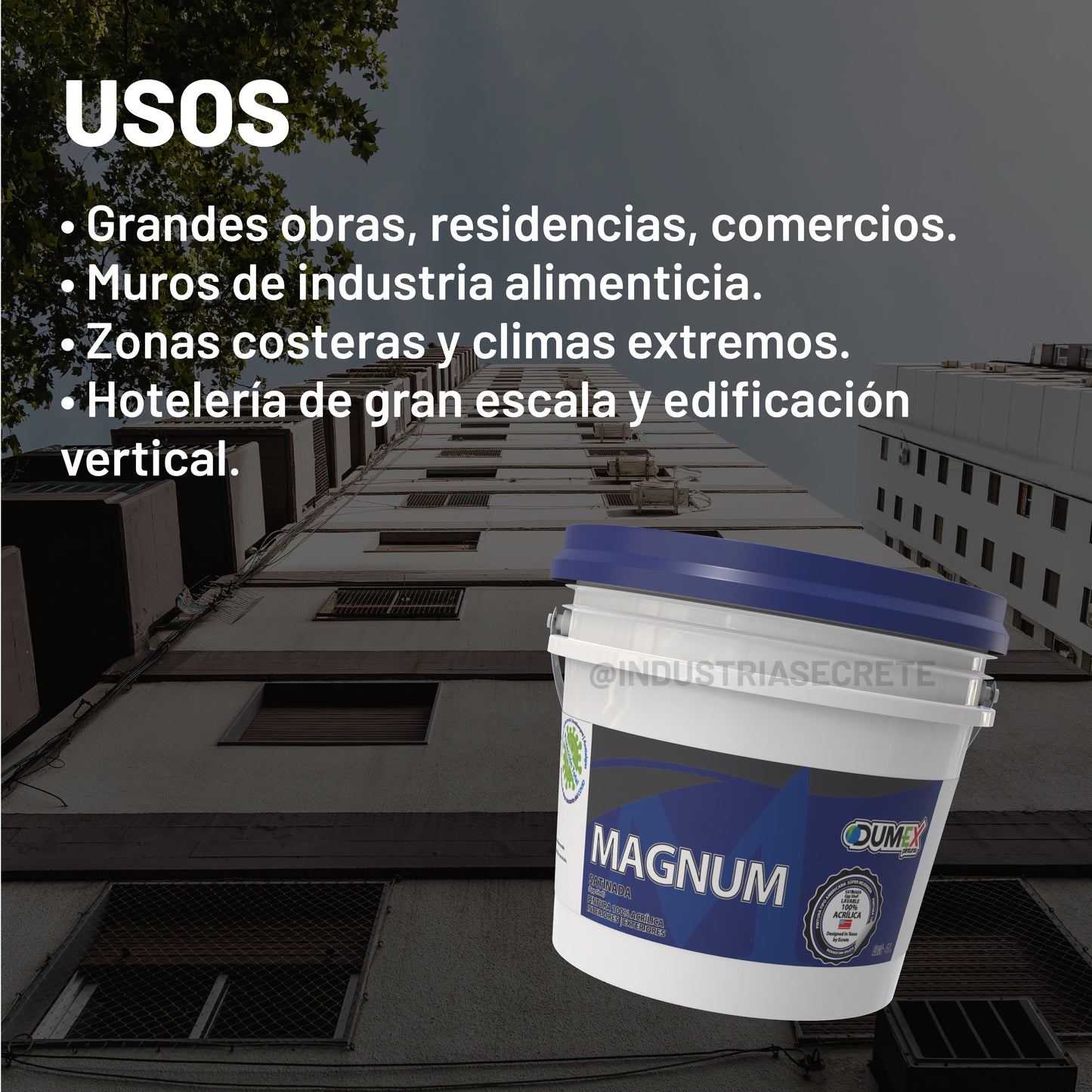 Pintura 100% Acrílica Satinada Magnum Dumex 4 Litros