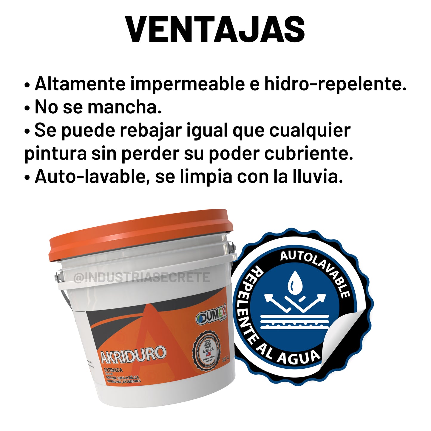 Pintura 100% Acrílica Satinada Akriduro Dumex 4 Litros