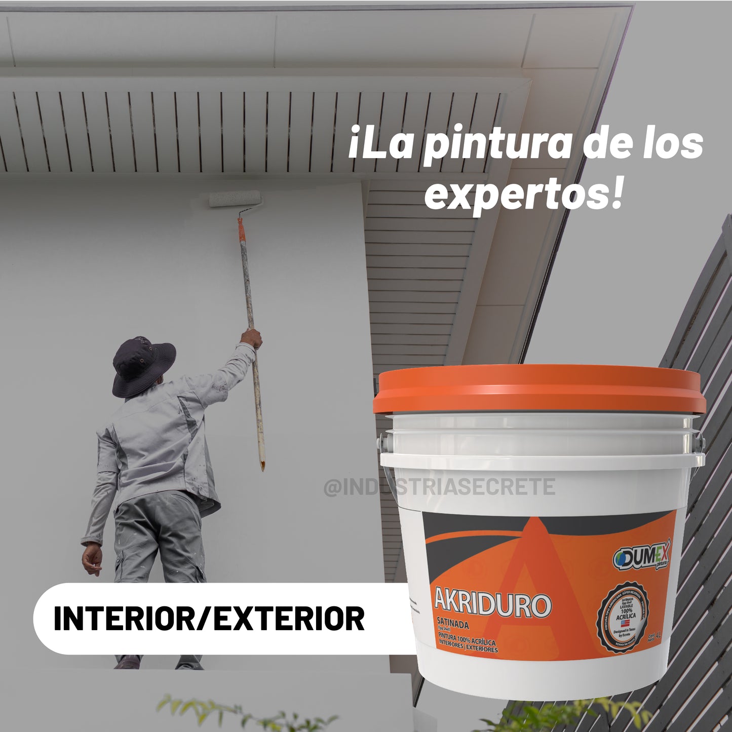 Pintura 100% Acrílica Satinada Akriduro Dumex 4 Litros