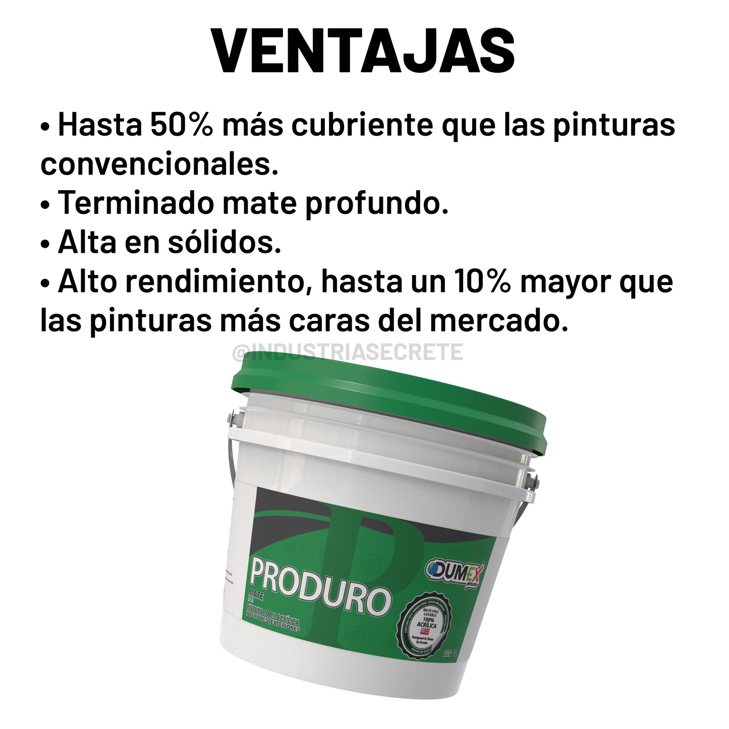 Pintura Mate 100% Acrílica Produro Dumex (4 Litros)