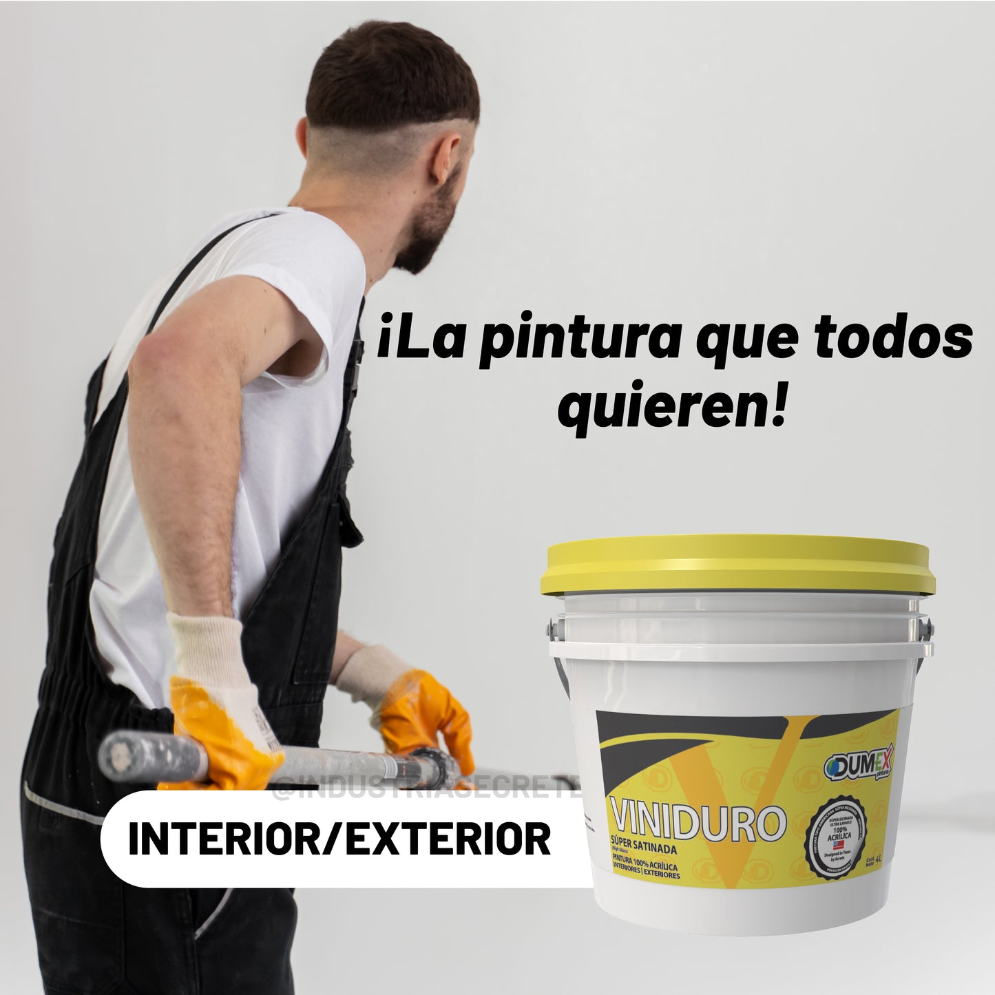 Pintura 100% Acrílica Satinada Viniduro Dumex 4 Litros