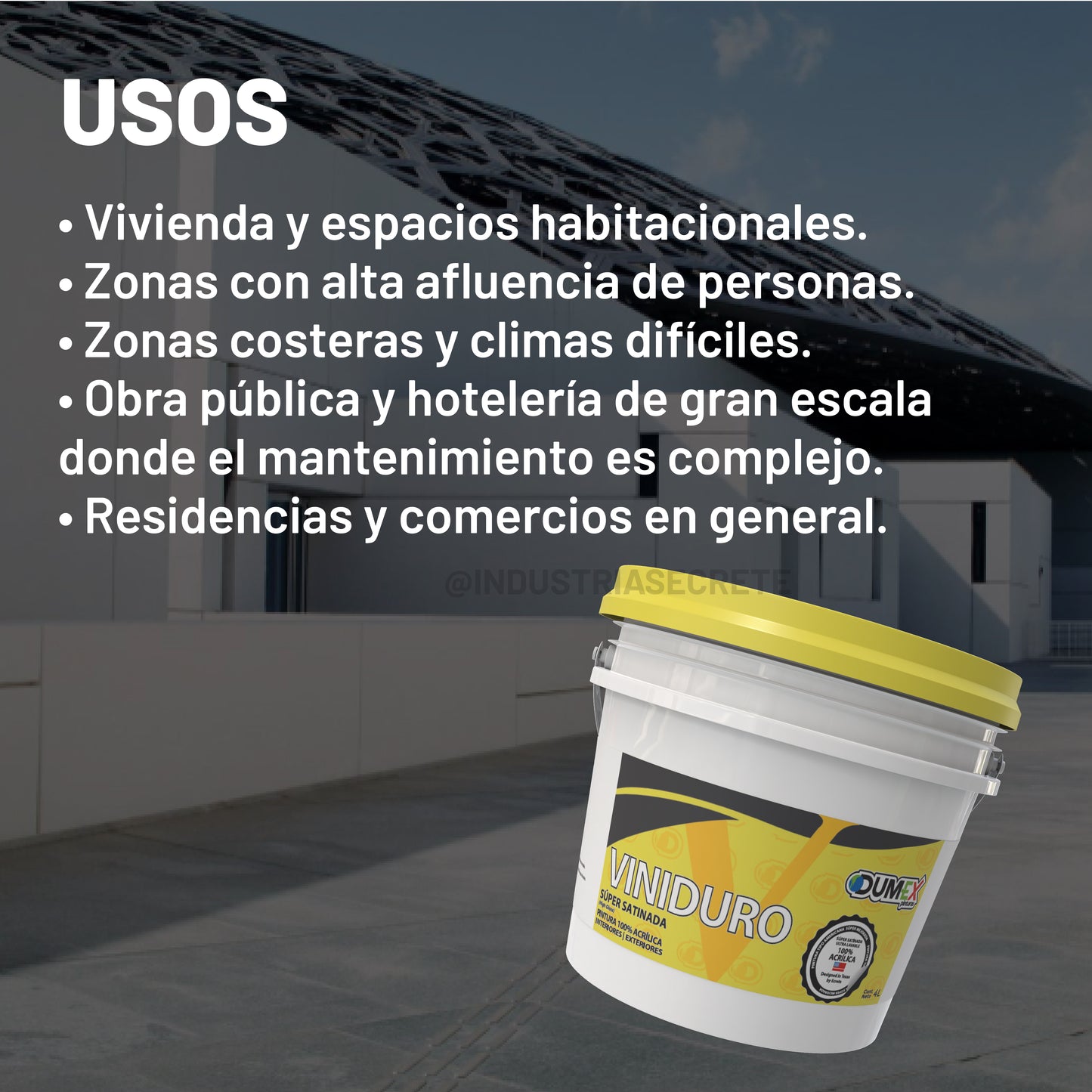 Pintura 100% Acrílica Satinada Viniduro Dumex 4 Litros