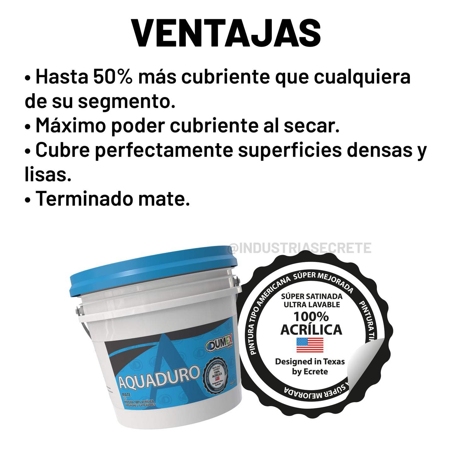 Pintura Mate 100% Acrílica Aquaduro Dumex (4 Litros)