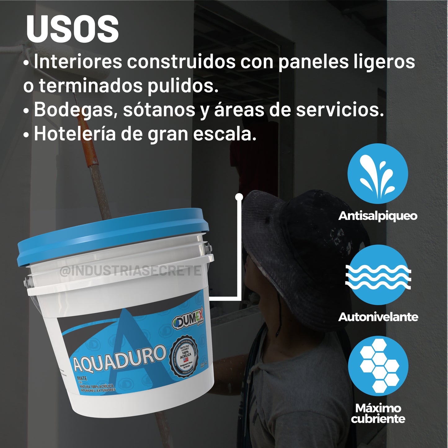 Pintura Mate 100% Acrílica Aquaduro Dumex (4 Litros)